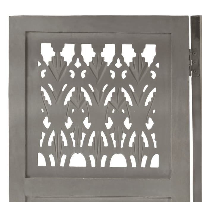 vidaXL - Kamerscherm - 5 - panelen - handgesneden - 200x165 - cm - mangohout - grijs