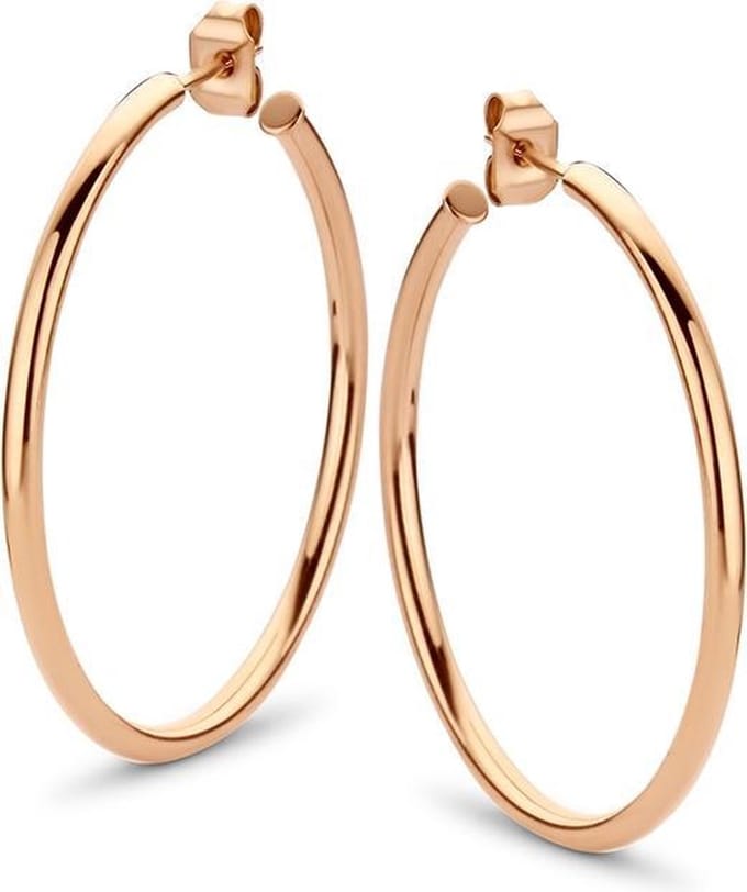 CO88 Collection Elemental 8CE-70067 Stalen Oorringen - Rond 35 mm - Roségoudkleurig