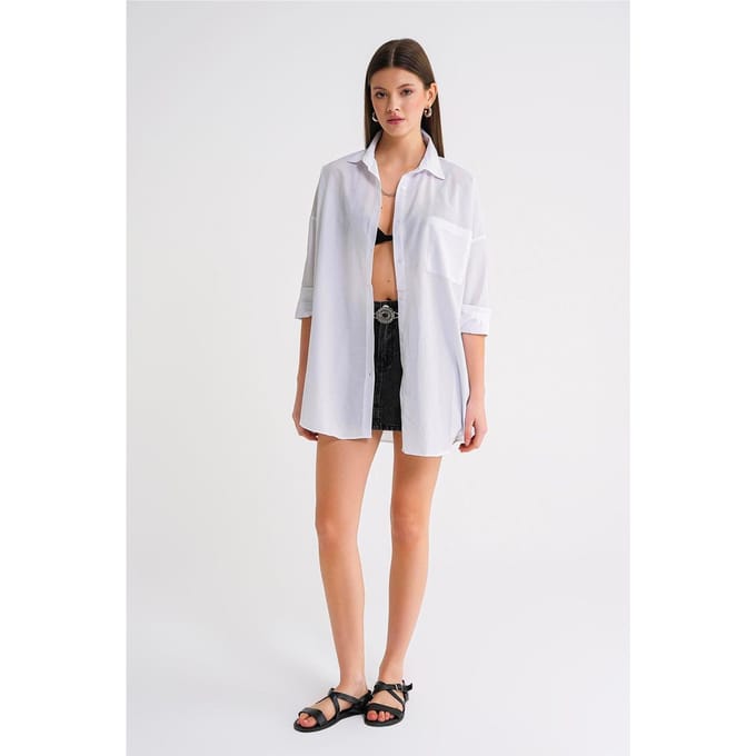 Oversized Lange Mouw Blouse van Poplin