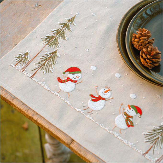 Vervaco - Placemat kit - 35 x 45cm - Kerst - Sneeuwmannetjes - set van 2 - PN-0223168