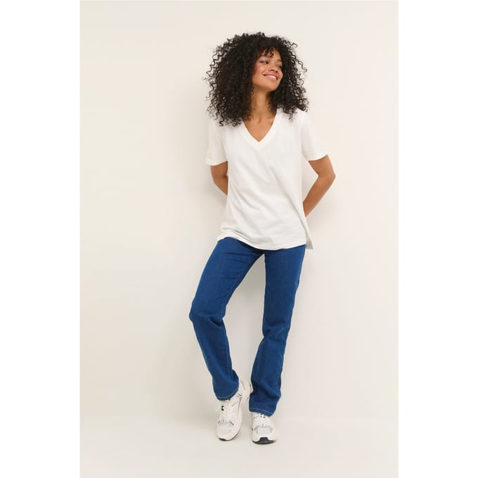 Dames-T-shirt met V-hals KAFFE Marin