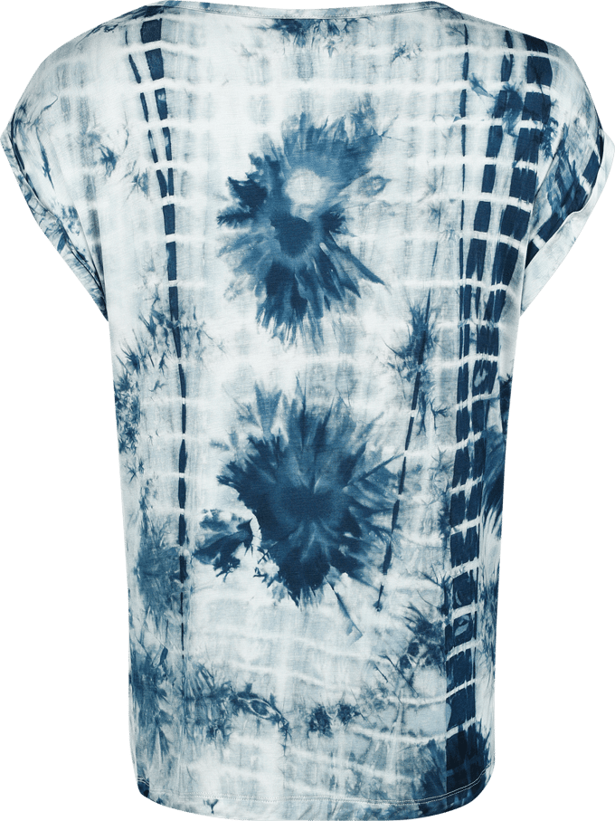 R.E.D. Rock-Engineered Design wit-blauw T-shirt met uniek batikpatroon - Dames - L