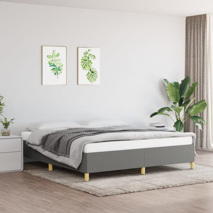 vidaXL - Bedframe - zonder - matras - stof - donkergrijs - 160x200 - cm