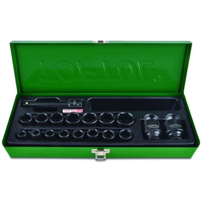 Contactdoos set TOPTUL 1/2 17 stuks 10-32 mm