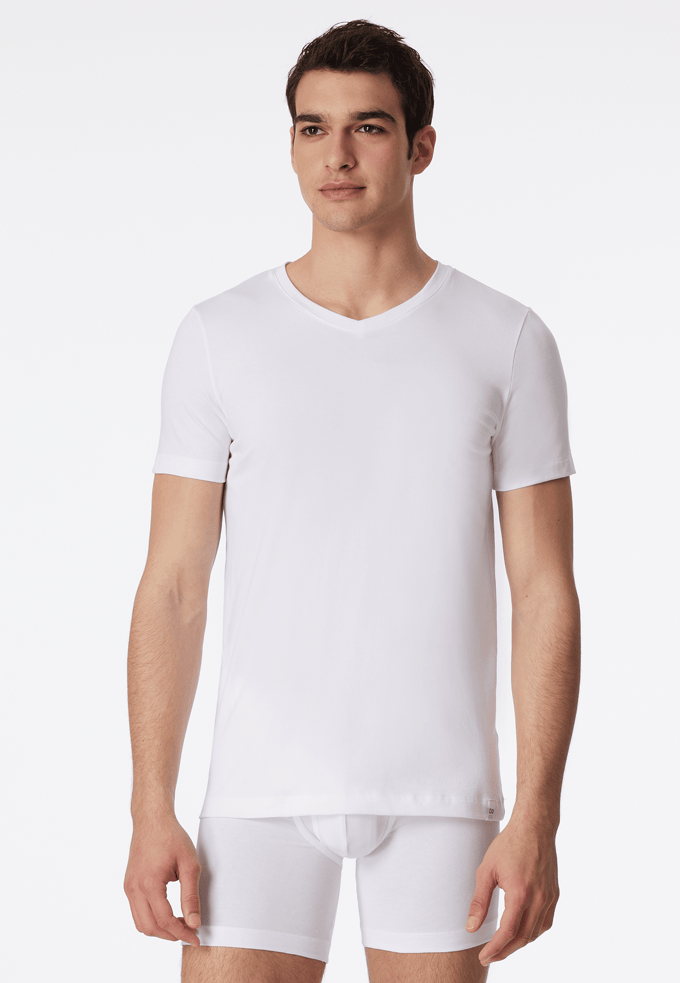 SCHIESSER Long Life Cotton T-shirt (1-pack) - V-hals - wit
