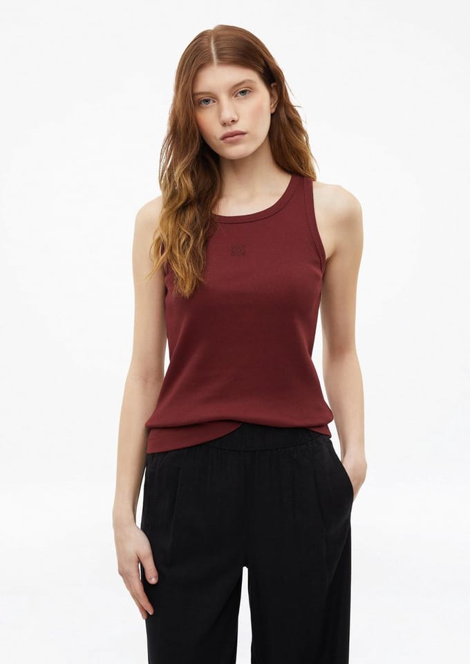 s.Oliver - female - Geribde slim fit top met borduursel