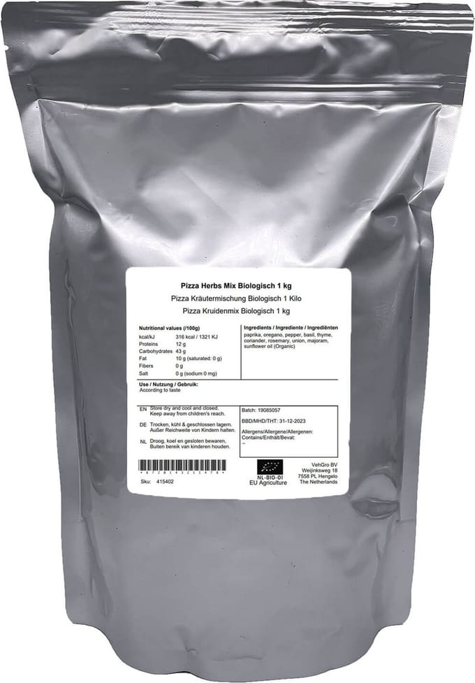 Pizza Kruidenmix Kiemarm - 1 Kg - Holyflavours