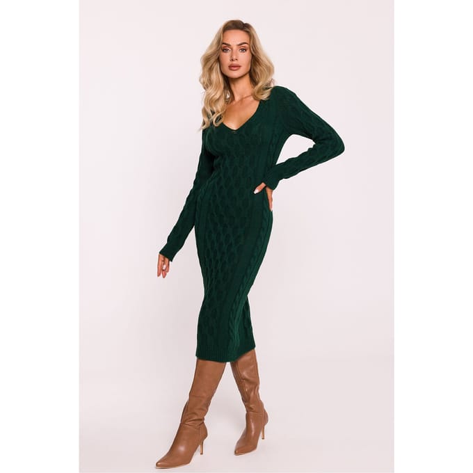 Knit Shape Dress - Dunkelgrün / Einheitsgröße