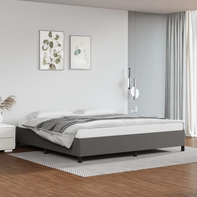 vidaXL - Bedframe - zonder - matras - 200x200 - cm - kunstleer - grijs