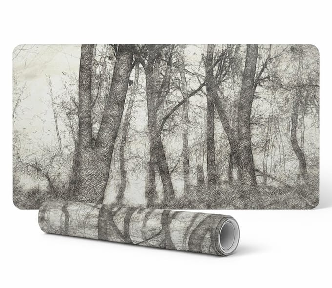 Sepia Forest Sketch Antislip Gaming Muismat 90x45 cm