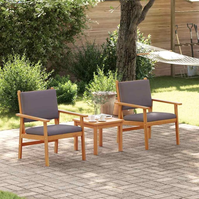 vidaXL - Tuinstoel - 2 - st - Antraciet - Massief - Acacia - Hout