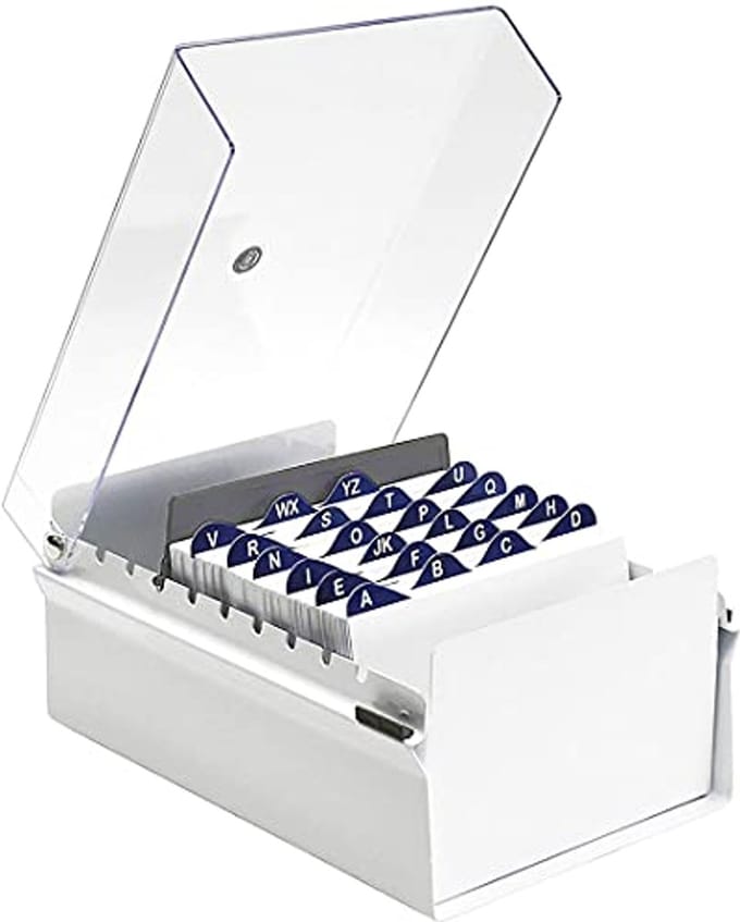 Card File Holder Index Organizer voor 4x6 Kaarten - Metaal en Transparant