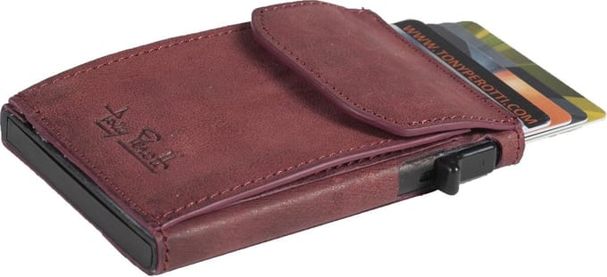 Tony Perotti Furbo RFID Vintage Slim Pasjeshouder met kleingeldvak - bordeaux