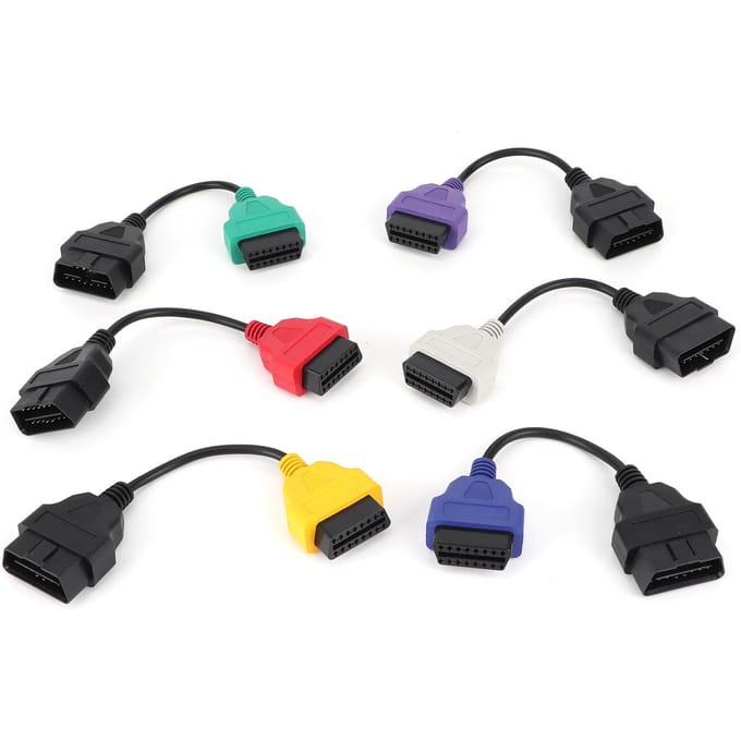 6 Kleur Auto OBD2 Connector Diagnostische Adapter Kabel Accessoire DC 12V Geschikt voor Chrysler white