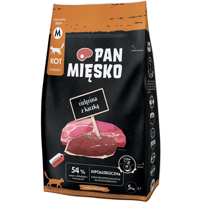 Dubbelpak: 2x5kg Pan Mięsko Kalfsvlees met eend medium droog kattenvoer