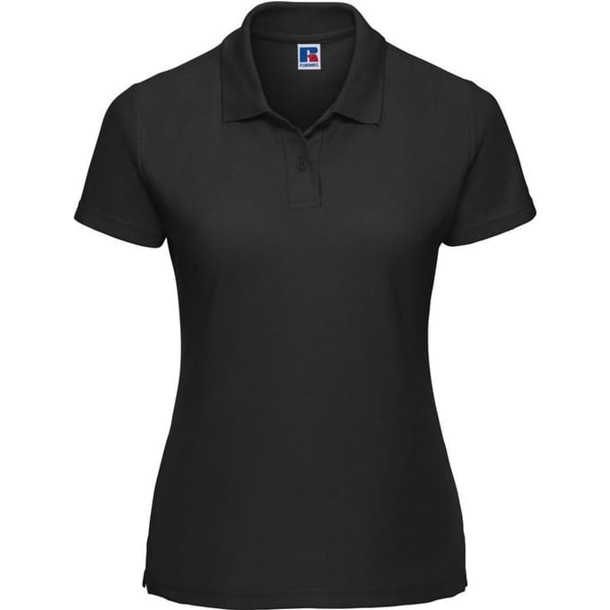 Russell Dames/Dames Klassiek Effen Poloshirt van Polycotton (Zwart)