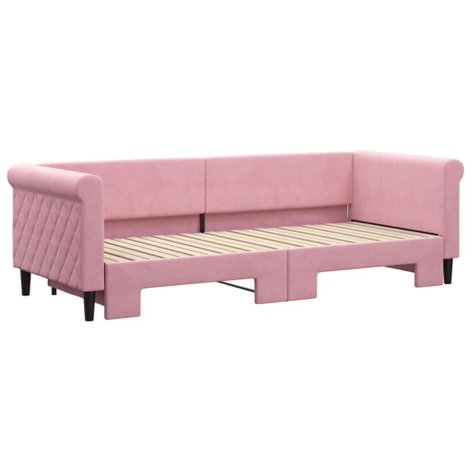 vidaXL - Slaapbank - met - onderschuifbed - 80x200 - cm - fluweel - roze
