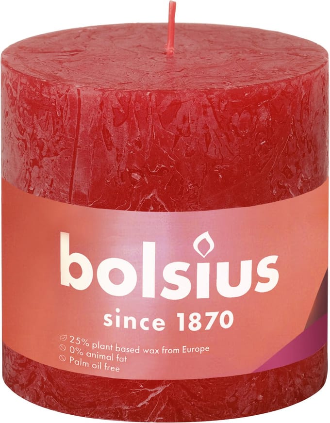 Bolsius Stompkaars Rustiek Delicate Red - 10 cm / ø 10 cm