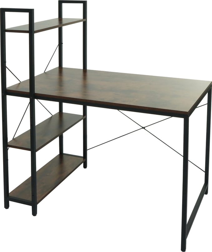Bureau met legplank MCW-K81, laptoptafel bureau werktafel, 100x60cm metaal MDF ~ bruin