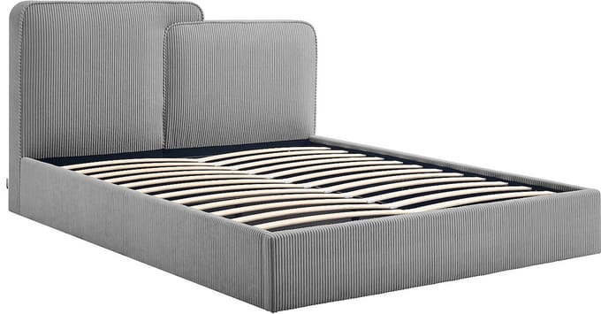 Vente-unique Bed met opbergruimte stof grijs 160 x 200 cm