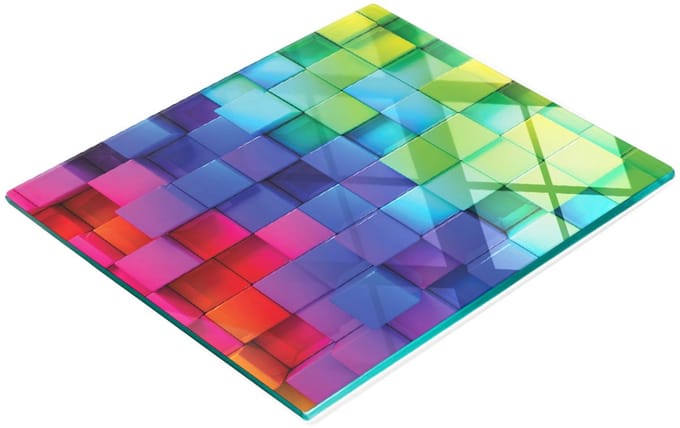 Gehard multifunctioneel decoratief bord van glas met 3D-kubussen, 60x52 cm