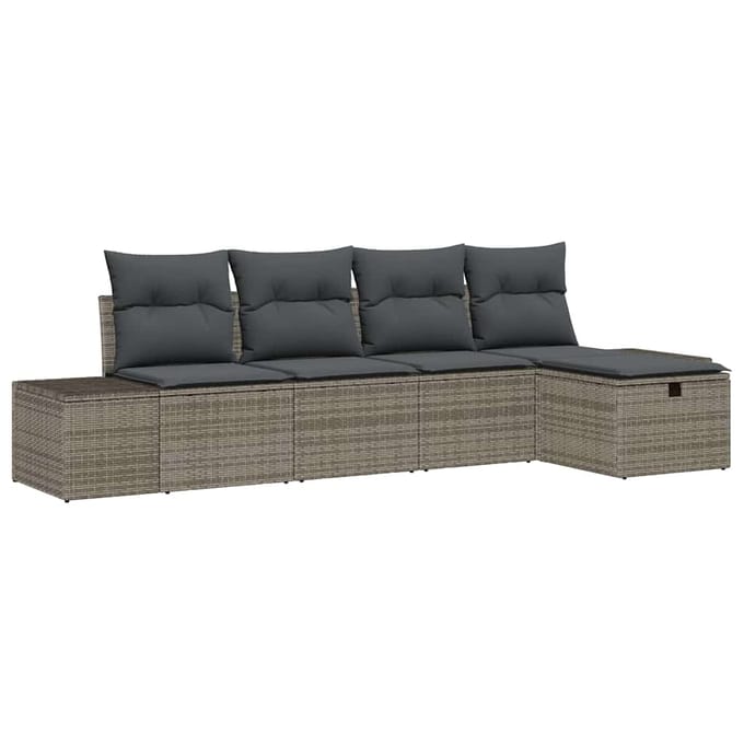 vidaXL - Bankstel - 5 - st - poly - rattan