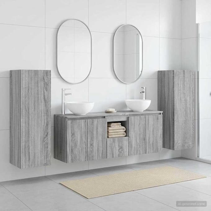 vidaXL - Badkamermeubel - Set - 5 - st - Grijs - Sonoma - 33 - x - 34,5 - x - 100 - cm