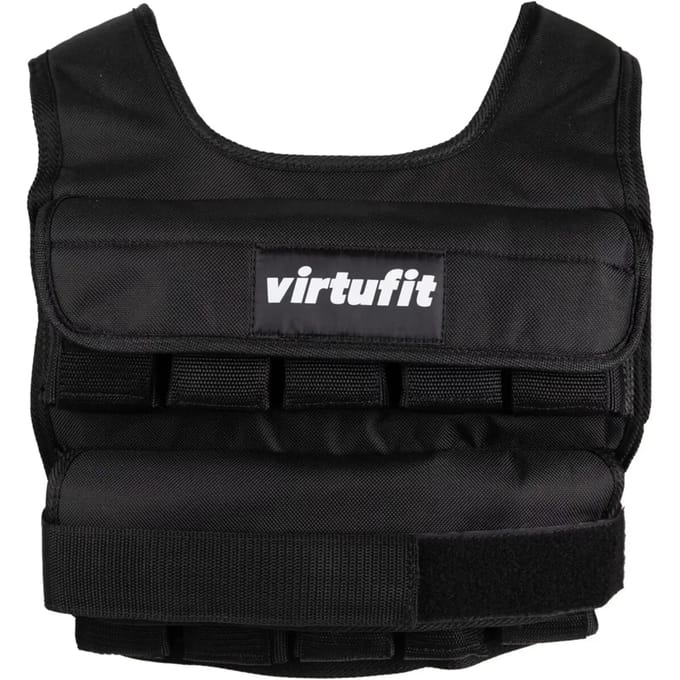 VirtuFit Gewichtsvest - 20 kg - Verstelbaar - Uitneembare Gewichten - Hardlopen & Krachttraining - One Size - Zwart