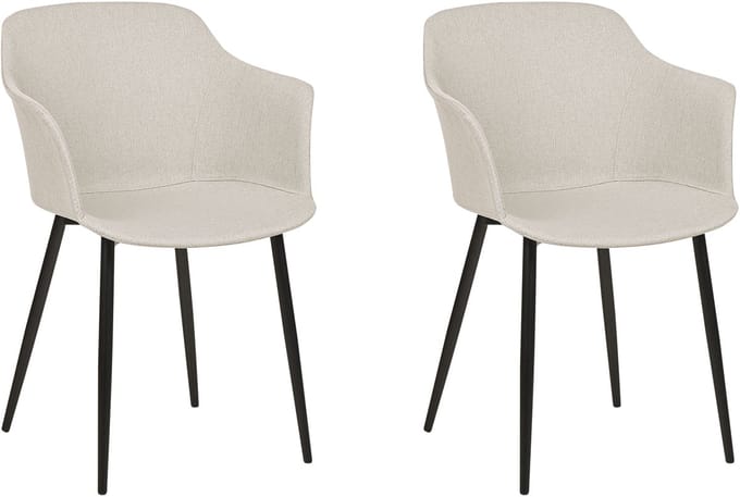 ELIM - Eetkamerstoel set van 2 - Lichtbeige - Polyester