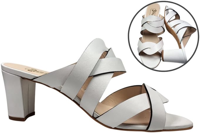 Stravers - Maat 43 Muiltjes met Hak Wit Leer Grote Maten Slippers