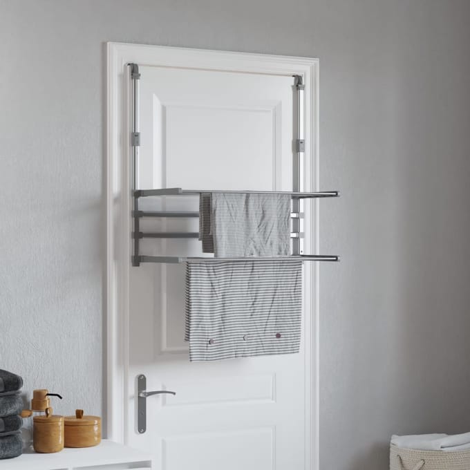 vidaXL - Droogrek - voor - balkon - 89x25x(60-95) - cm - aluminium