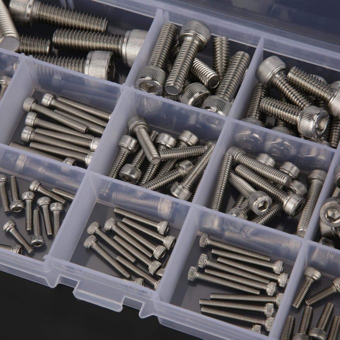 Schroeven Hex Socket Head Cap Schroeven Blots Moeren Sluitringen Assortiment Kit met 304 roestvrij staal