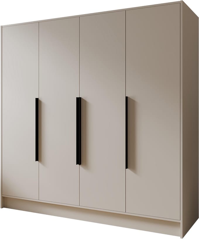 Kledingkast Goya I 200 cm (kasjmier, zwarte handgrepen)
