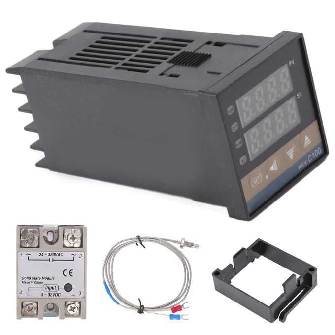 Digitale PID Thermostaat Temperatuurregelaar Lang 100V?240V en 3,3ft M6 Imperiaal K-type black
