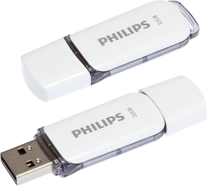 Philips USB Stick 32 GB Flash Drive - Snow Edition Space Grey® - USB 2.0 - Wit - 2-Pack