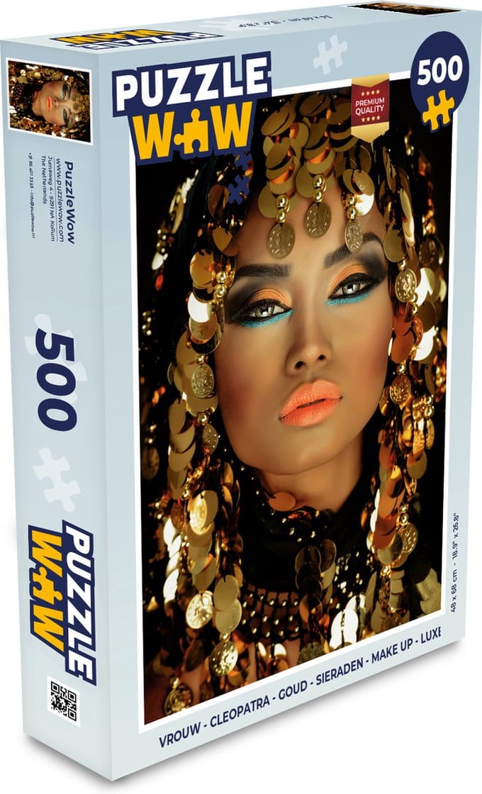 Puzzel Vrouw - Cleopatra - Goud - Sieraden - Make up - Luxe - Legpuzzel - Puzzel 500 stukjes