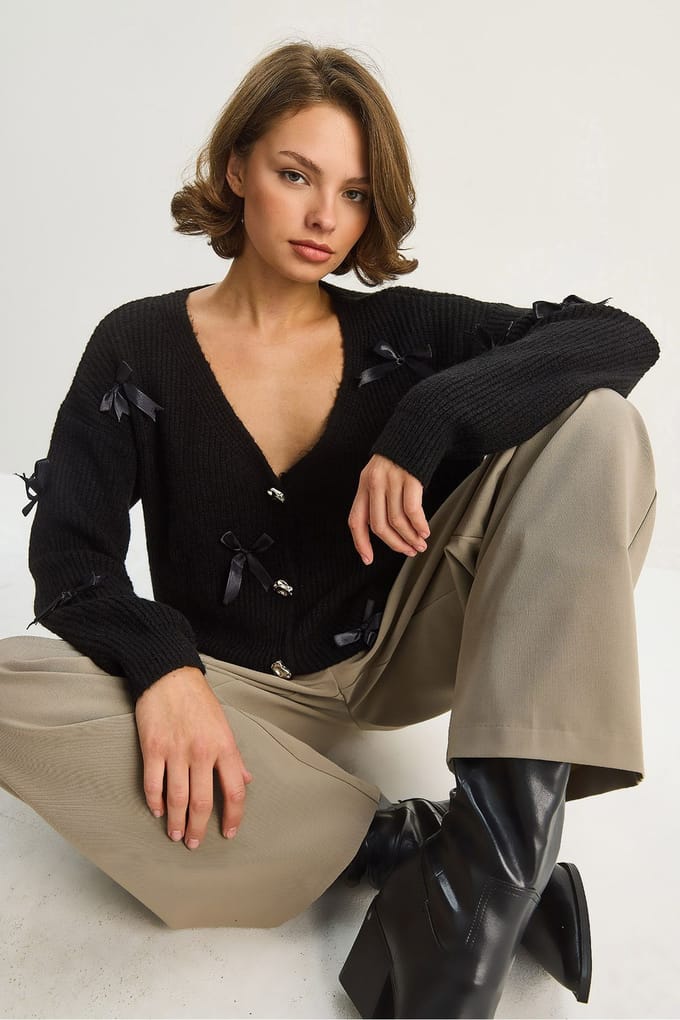 Oversized Boog Gedetailleerde Cardigan