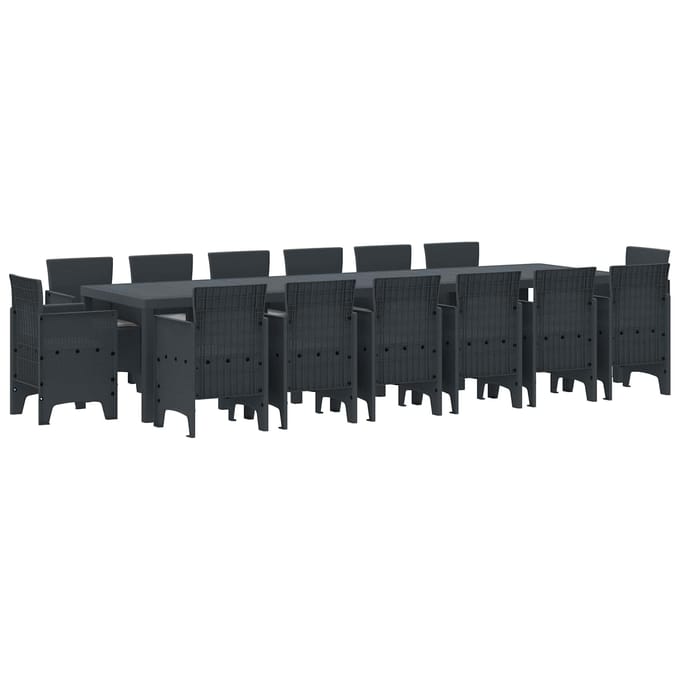vidaXL - Tuin - Eettafel - Set - 15 - st - Antraciet - Polt - riet