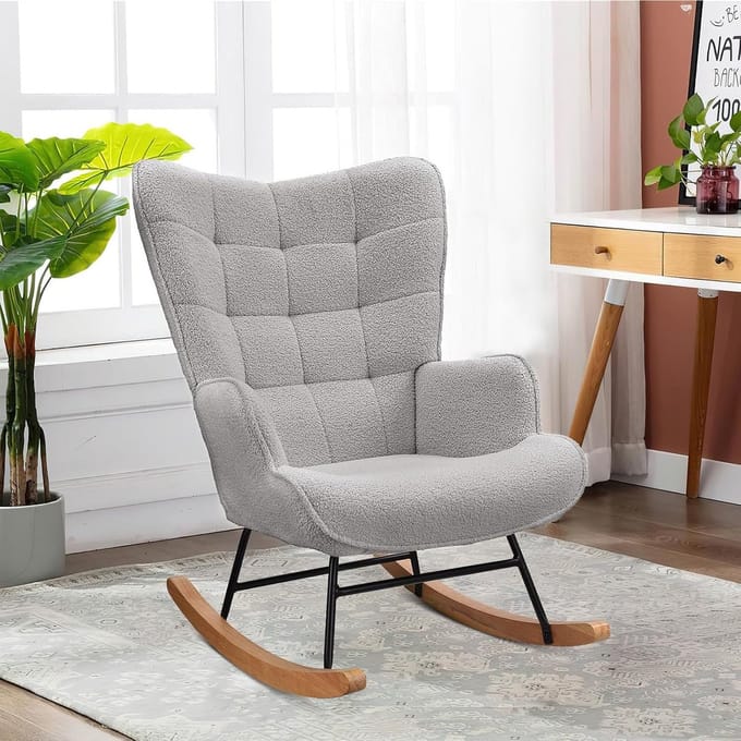 Schommelstoel - Relaxfauteuil - Ontspannen - Ergonomisch ontwerp - 92 cm hoog - Grijs