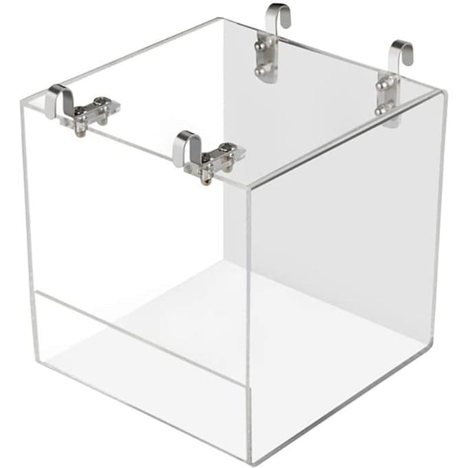 Baignoire pour Oiseaux en Acrylique Baignoire Douche Boîte Bol avec Crochets Accessoire de Cage pour Oiseaux Perroquets white