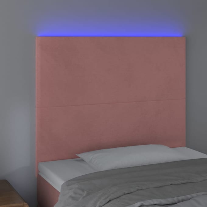 vidaXL - Hoofdbord - LED - 80x5x118/128 - cm - fluweel - roze