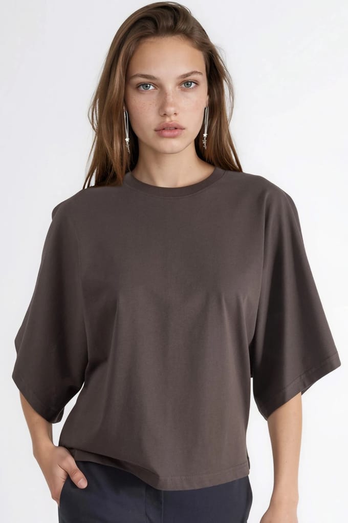 Oversized Geribbelde Crew Neck T-shirt