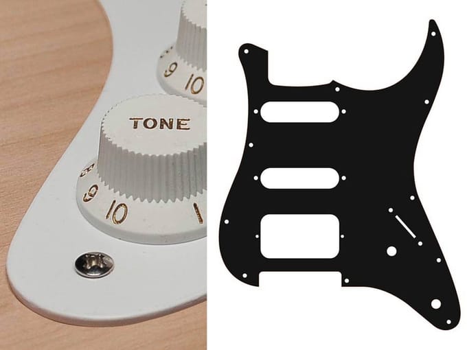 Boston ST-122-W pickguard, Stallion, SSH, 2 pot holes, 3-5 switch, 1 ply, white
