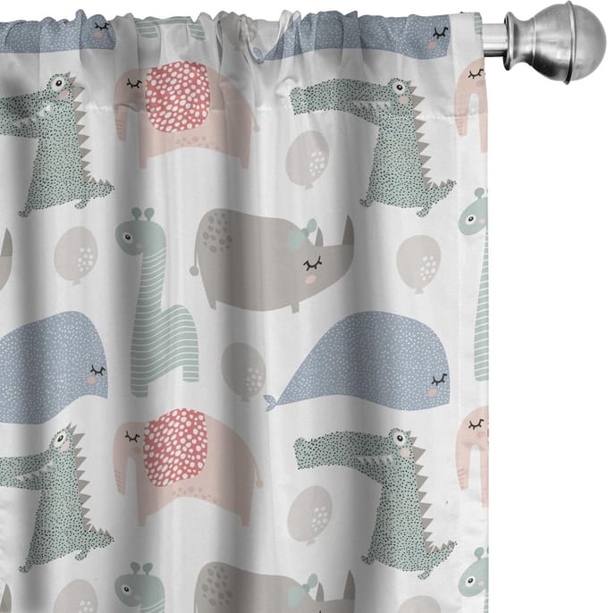 ABAKUHAUS Kinder gordijnen – 2x 75×225 cm – multikleur microvezel