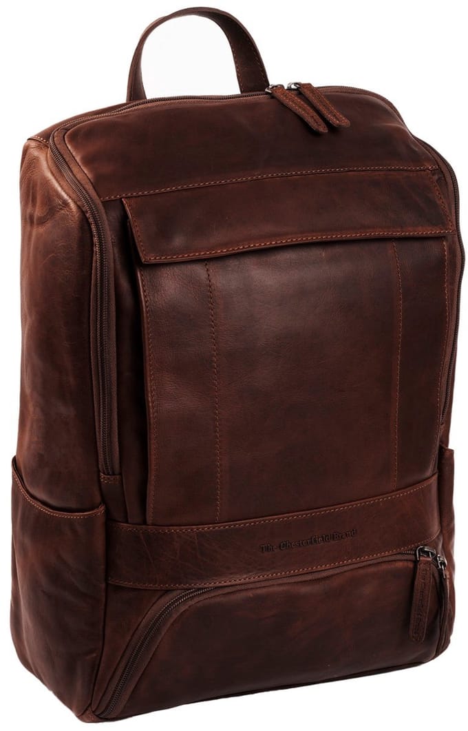 Chesterfield Rich Leren Laptop Rugtas - 15,4 inch - Bruin