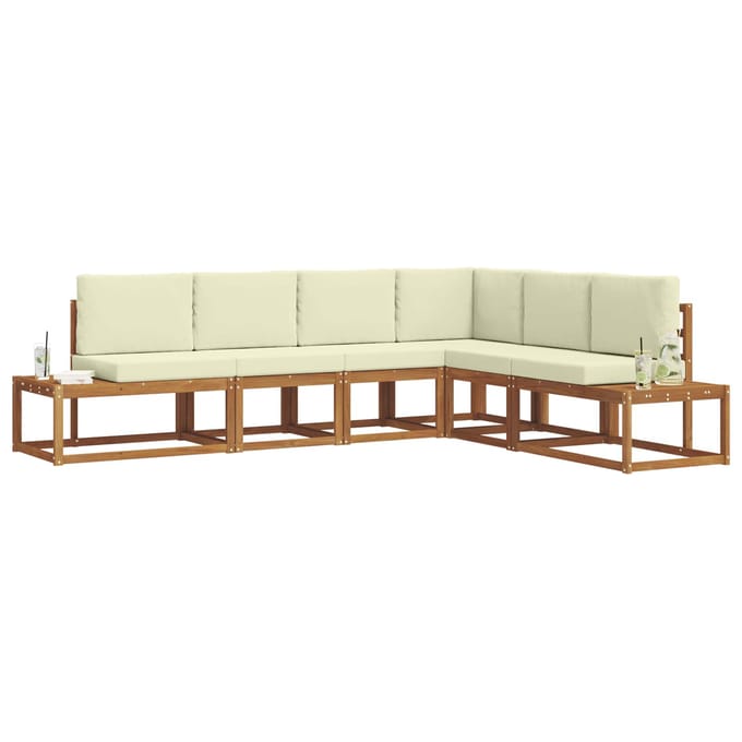 vidaXL - 6 - st - Buiten - bank - set - Massief - Acacia - Hout - en - Polyester