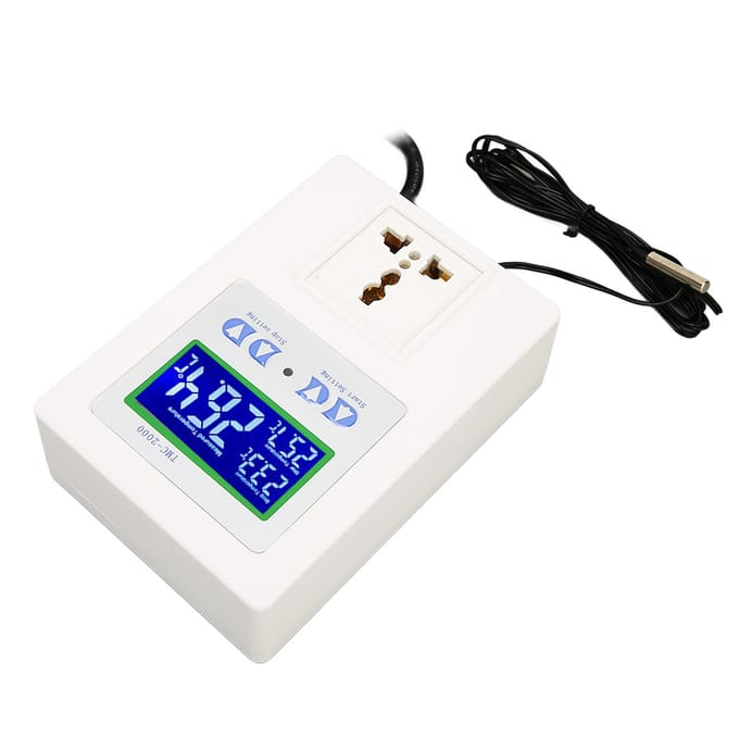 Digitale Temperatuurregelaar LCD-Display Verwarmen Koelen Thermostaatregelaar voor Reptiel EU Plug white