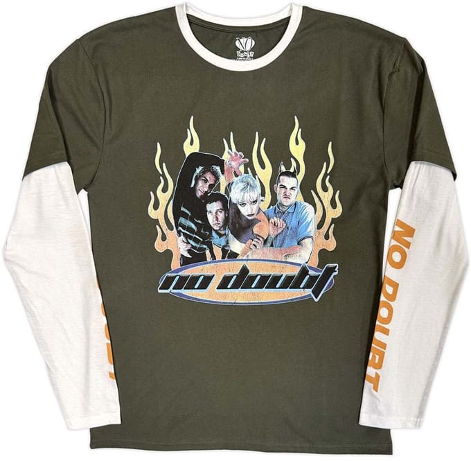 No Doubt - Flames Longsleeve shirt - S - Groen/Wit