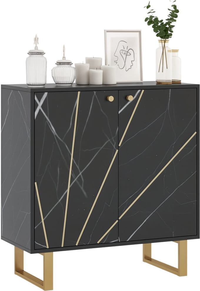 HOMCOM Dressoir - Spaanplaat - 76x35x77cm - Zwart