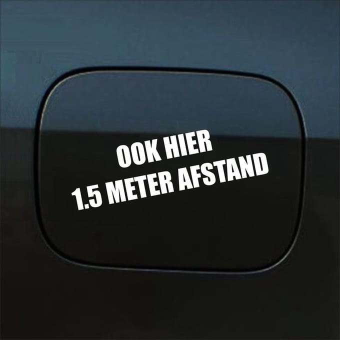Bumpersticker - Ook Hier 1,5 Meter Afstand - 4,2 X 14,8 - Wit